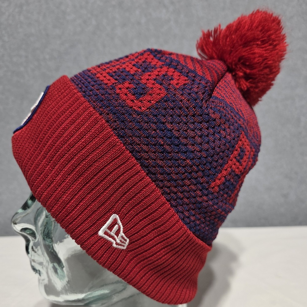 New Era Philadelphia Phillies MLB On-Field Knit Pom Beanie Hat Red/Blue OS - Picture 4 of 11